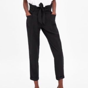 Zara Womens TRF Collection Belted Black Cuffed Pant NWT